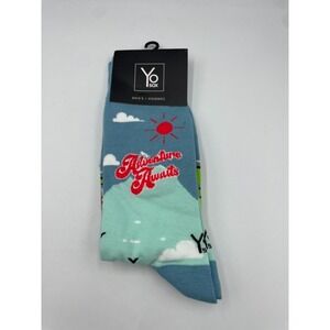 Yo Sox‎ Crew Socks Mens 7-12 Multicolor Graphic Print Stretch Performance NWT